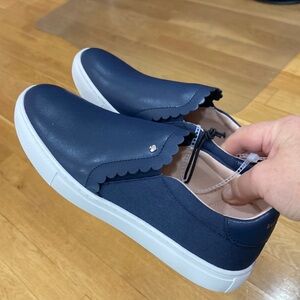 New Kate Spade Allegra Slipon Navy Womens leather shoes